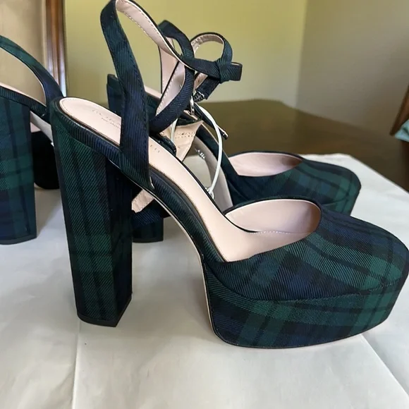 Antonio Melani x Born on Fifth Liv Tartan Plaid Closed Toe Platform Dress Pumps - Picture 6 of 12